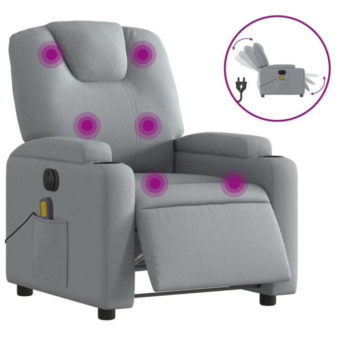 Electric Massage Recliner Chair Light Grey Fabric Txbppxb