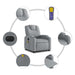Electric Massage Recliner Chair Light Grey Fabric Txbppxb