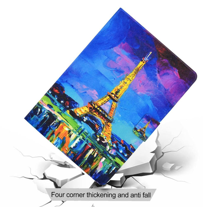 Electric Pressed Coloured Drawing Smart Leather Tablet Case