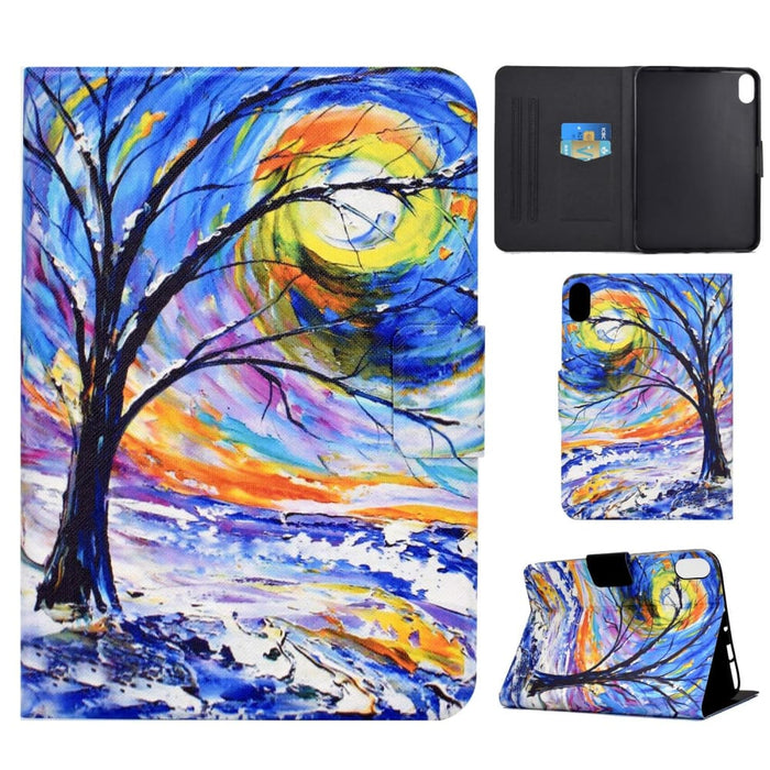 Electric Pressed Coloured Drawing Smart Leather Tablet Case