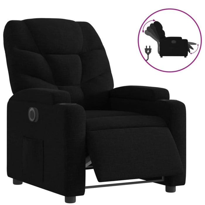 Electric Recliner Chair Black Fabric Txbplon