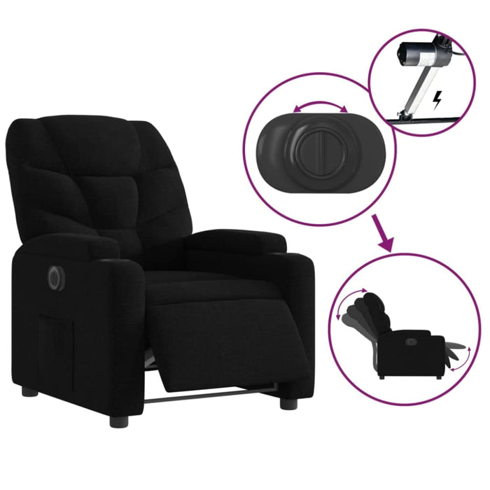 Electric Recliner Chair Black Fabric Txbplon