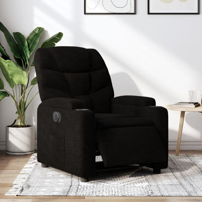 Electric Recliner Chair Black Fabric Txbplon