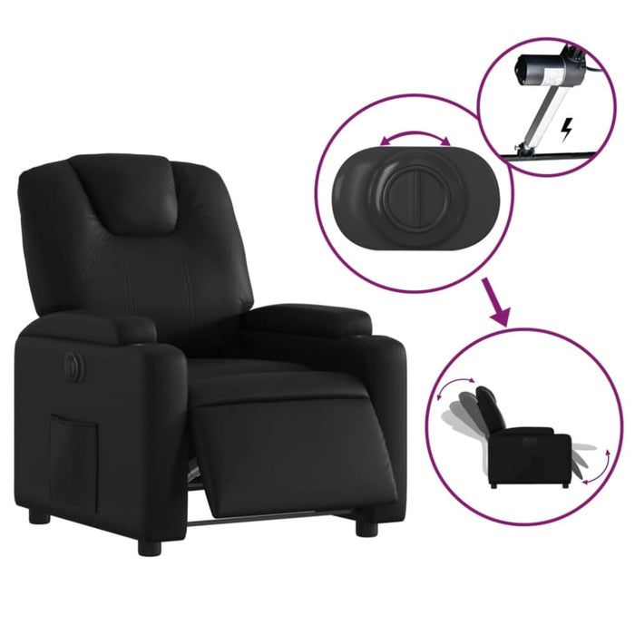 Electric Recliner Chair Black Faux Leather Txbppal