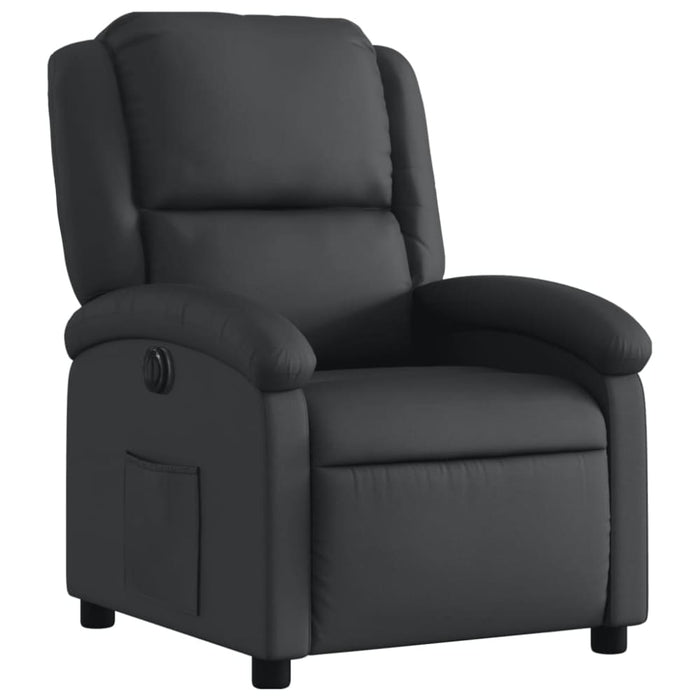 Electric Recliner Chair Black Real Leather Txbpaia