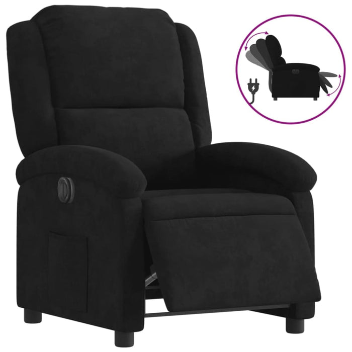 Electric Recliner Chair Black Velvet Txbpaki