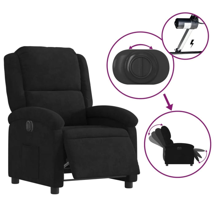 Electric Recliner Chair Black Velvet Txbpaki
