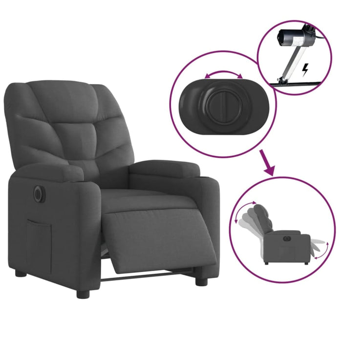 Electric Recliner Chair Dark Grey Fabric Txbploi