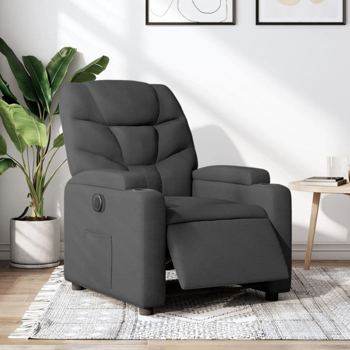 Electric Recliner Chair Dark Grey Fabric Txbploi