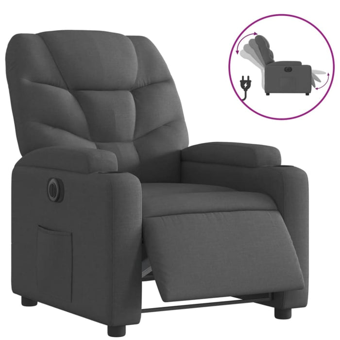 Electric Recliner Chair Dark Grey Fabric Txbploi