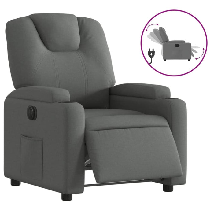 Electric Recliner Chair Dark Grey Fabric Txbppoi