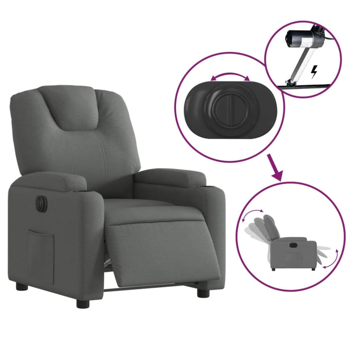 Electric Recliner Chair Dark Grey Fabric Txbppoi