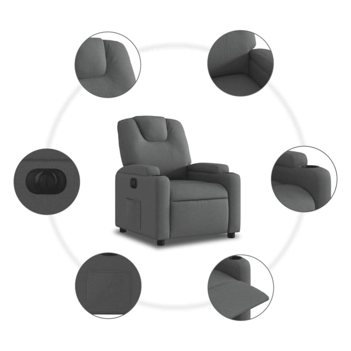 Electric Recliner Chair Dark Grey Fabric Txbppoi