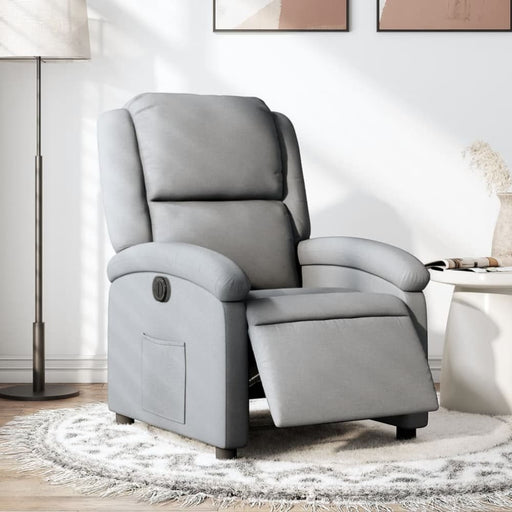 Electric Recliner Chair Light Grey Fabric Txbpaxb