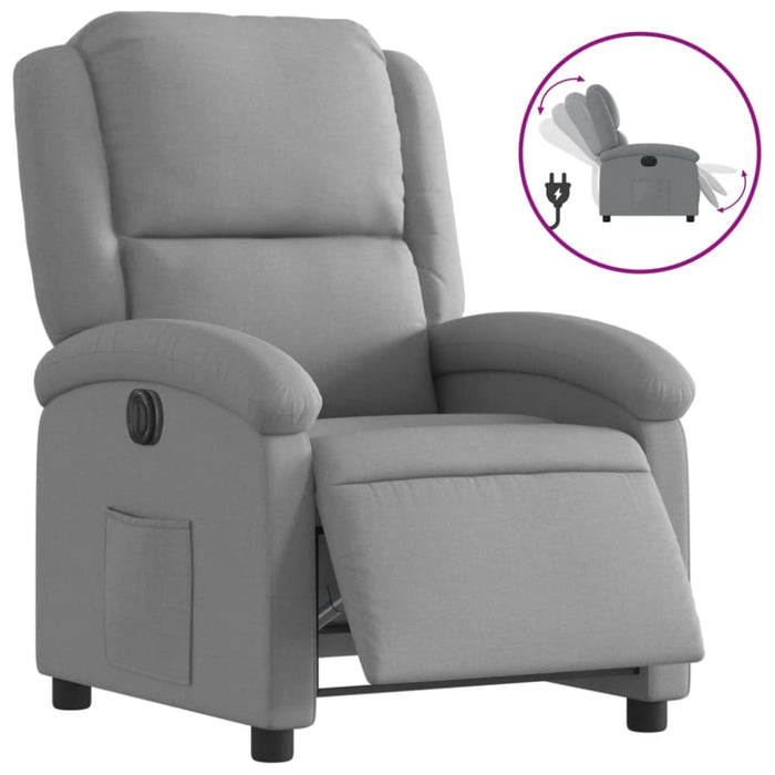 Electric Recliner Chair Light Grey Fabric Txbpaxb