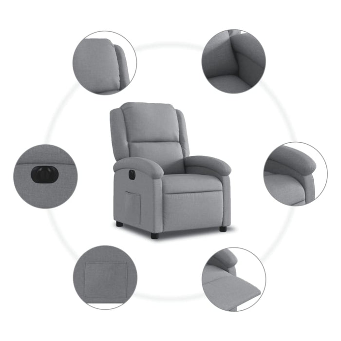 Electric Recliner Chair Light Grey Fabric Txbpaxb