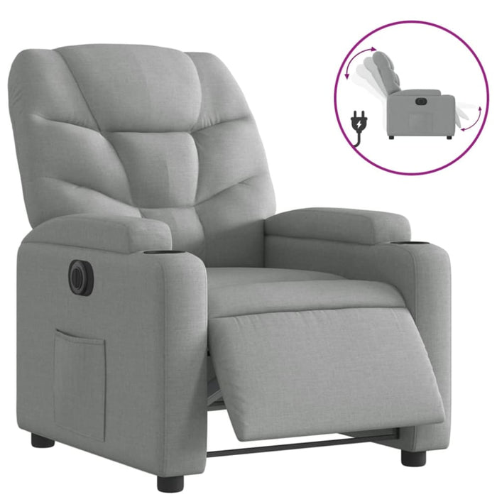 Electric Recliner Chair Light Grey Fabric Txbplol