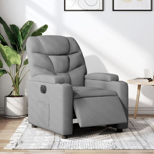 Electric Recliner Chair Light Grey Fabric Txbplol