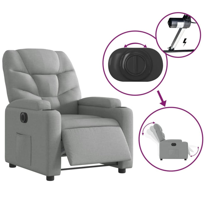 Electric Recliner Chair Light Grey Fabric Txbplol