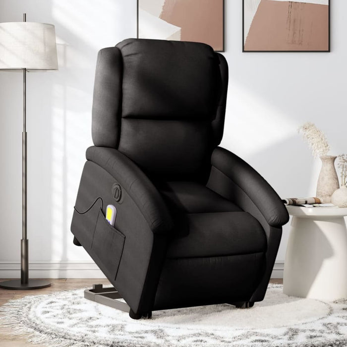 Electric Stand Up Massage Recliner Chair Black Fabric