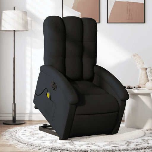 Electric Stand Up Massage Recliner Chair Black Fabric