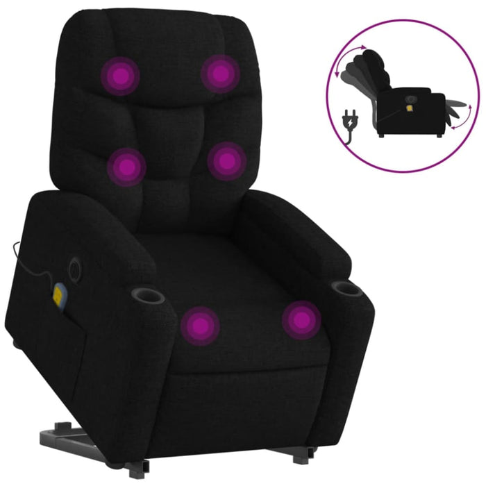 Electric Stand Up Massage Recliner Chair Black Fabric