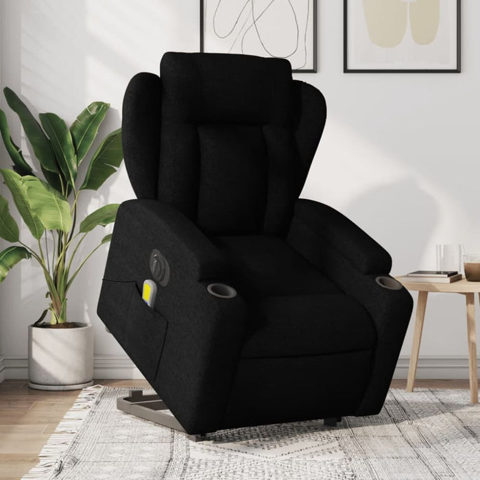 Electric Stand Up Massage Recliner Chair Black Fabric