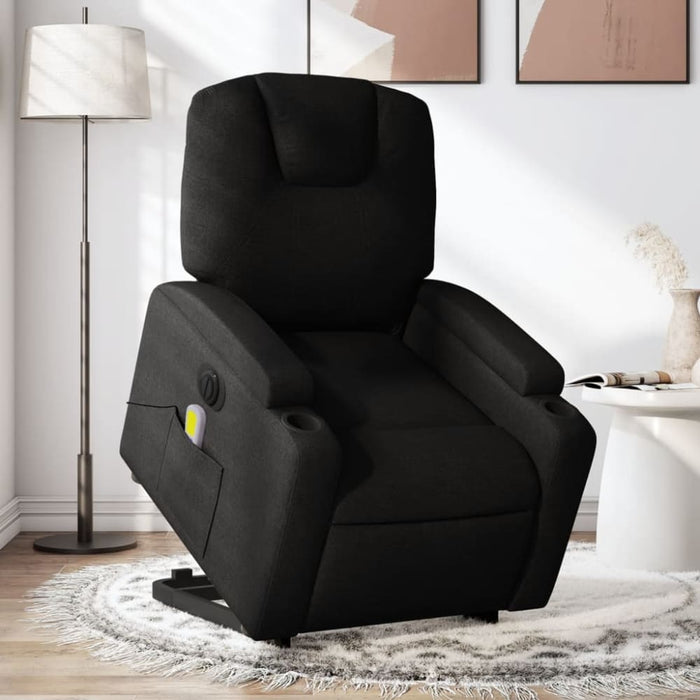 Electric Stand Up Massage Recliner Chair Black Fabric
