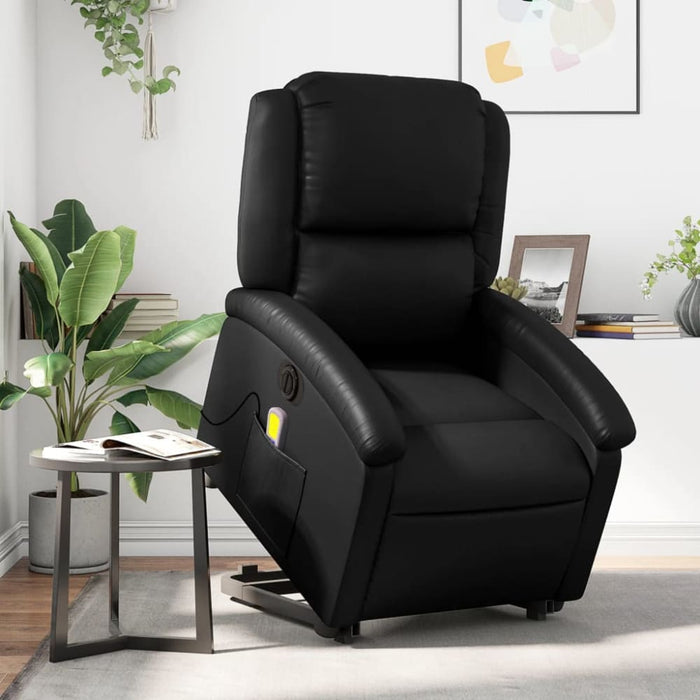 Electric Stand Up Massage Recliner Chair Black Faux Leather