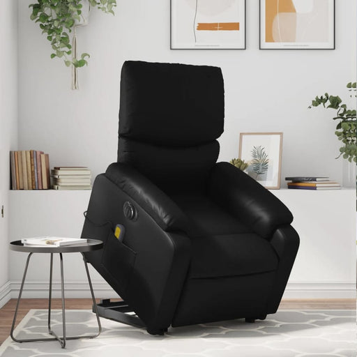 Electric Stand Up Massage Recliner Chair Black Faux Leather