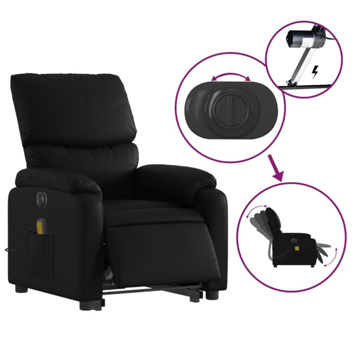 Electric Stand Up Massage Recliner Chair Black Faux Leather