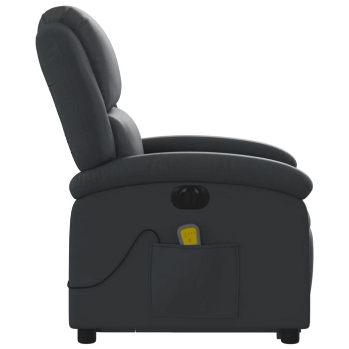 Electric Stand Up Massage Recliner Chair Black Real Leather