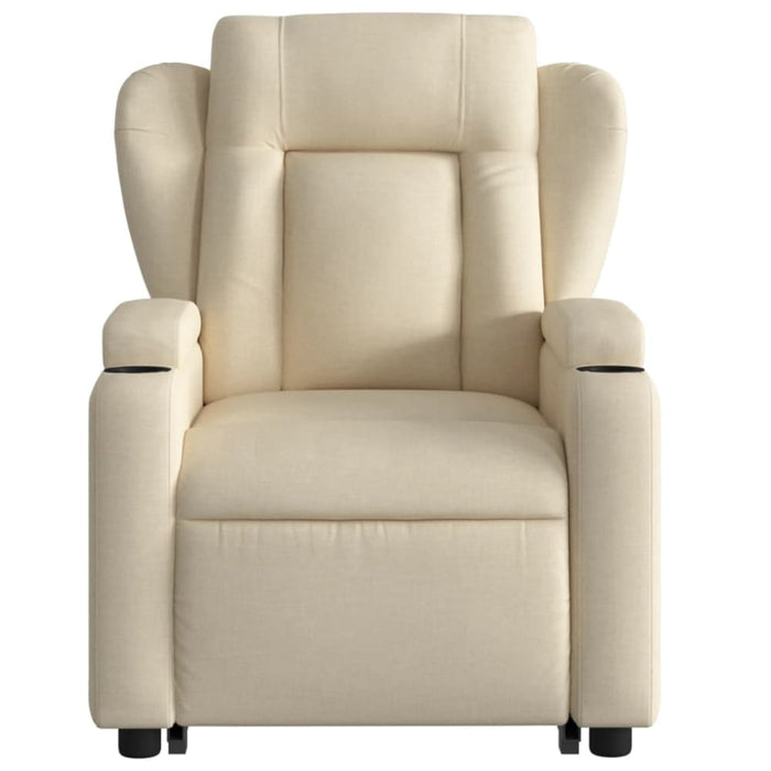 Electric Stand Up Massage Recliner Chair Cream Fabric