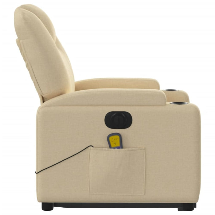 Electric Stand Up Massage Recliner Chair Cream Fabric