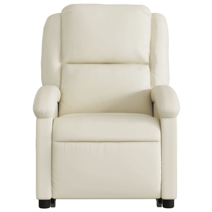 Electric Stand Up Massage Recliner Chair Cream Faux Leather