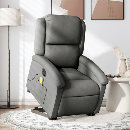 Electric Stand Up Massage Recliner Chair Dark Grey Fabric