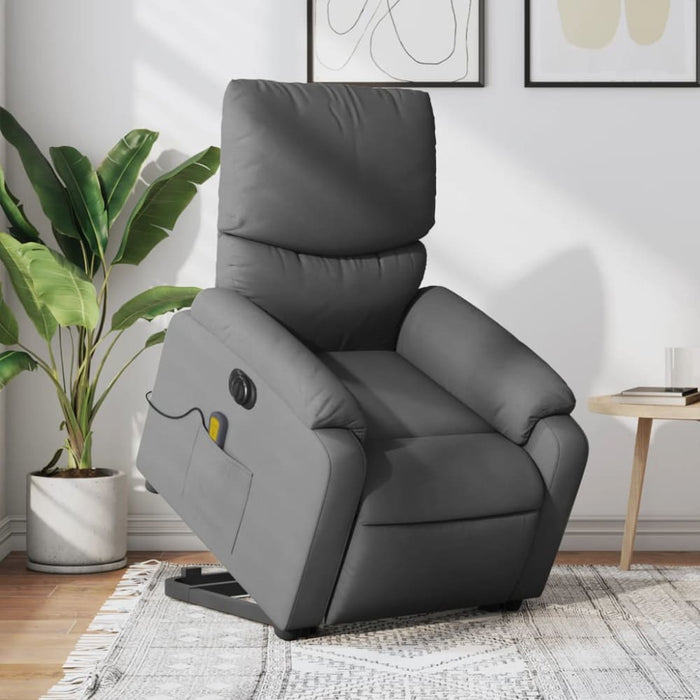 Electric Stand Up Massage Recliner Chair Dark Grey Fabric