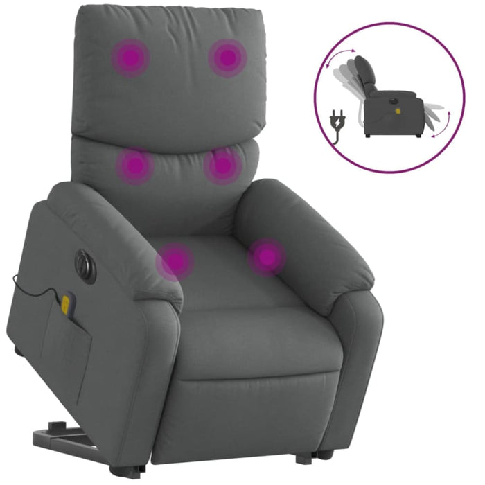 Electric Stand Up Massage Recliner Chair Dark Grey Fabric