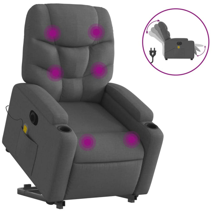 Electric Stand Up Massage Recliner Chair Dark Grey Fabric