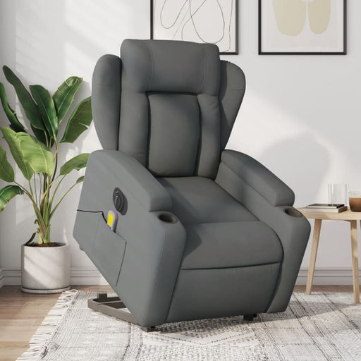 Electric Stand Up Massage Recliner Chair Dark Grey Fabric