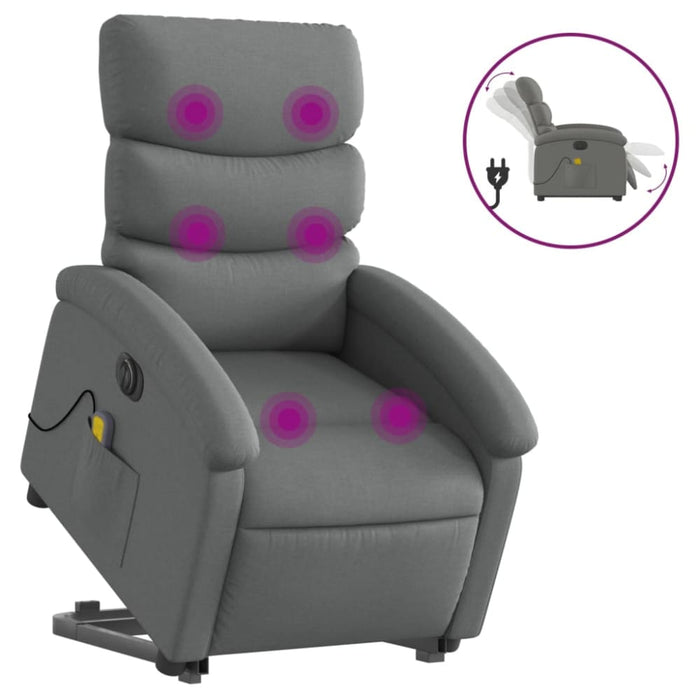 Electric Stand Up Massage Recliner Chair Dark Grey Fabric