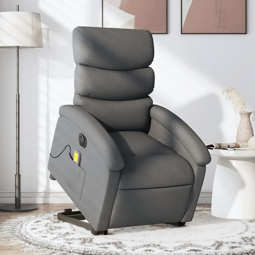 Electric Stand Up Massage Recliner Chair Dark Grey Fabric