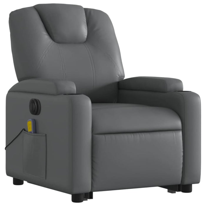Electric Stand Up Massage Recliner Chair Grey Faux Leather