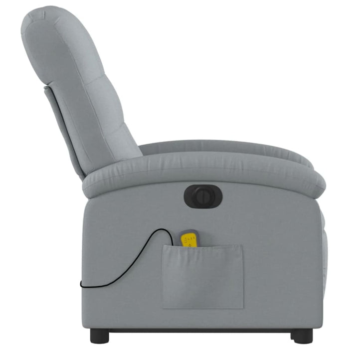 Electric Stand Up Massage Recliner Chair Light Grey Fabric