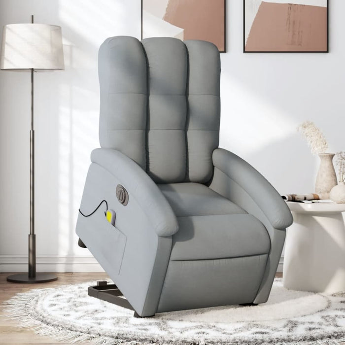 Electric Stand Up Massage Recliner Chair Light Grey Fabric