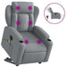 Electric Stand Up Massage Recliner Chair Light Grey Fabric