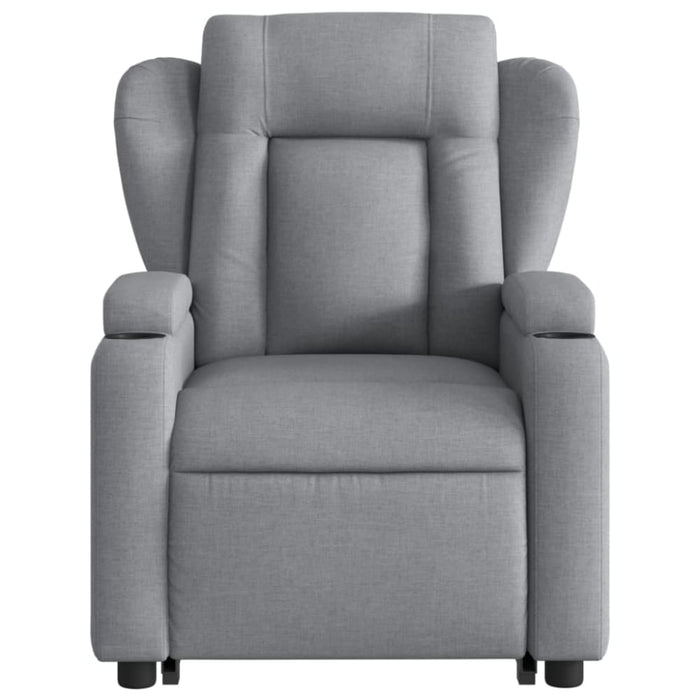 Electric Stand Up Massage Recliner Chair Light Grey Fabric