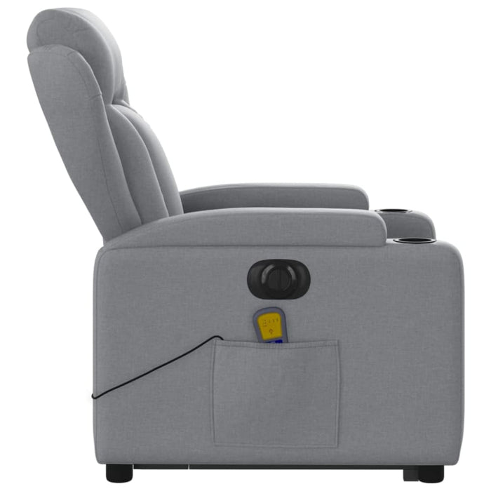Electric Stand Up Massage Recliner Chair Light Grey Fabric