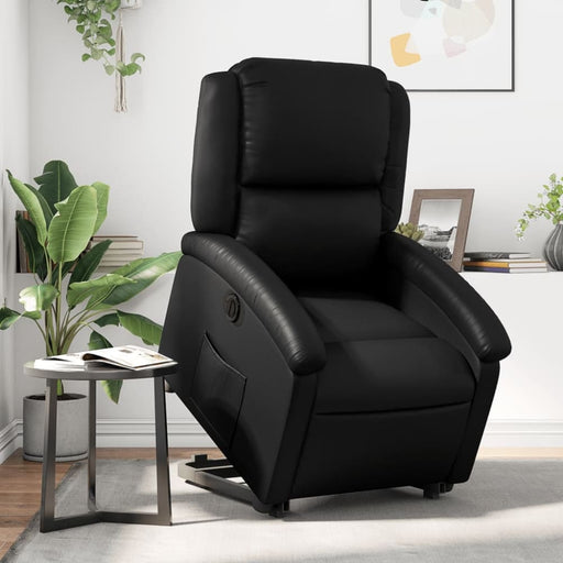 Electric Stand Up Recliner Chair Black Faux Leather Txbpalx