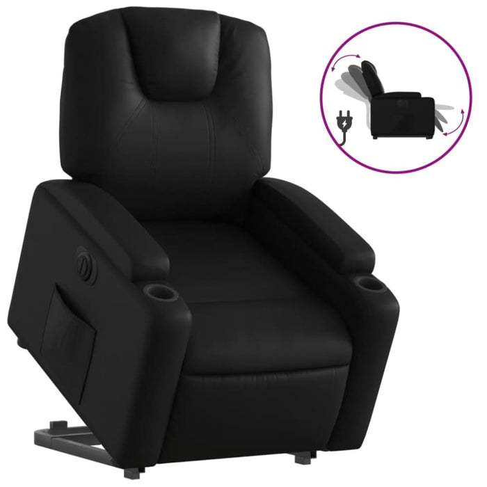 Electric Stand Up Recliner Chair Black Faux Leather Txbpppn